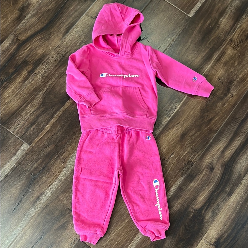 Champion Toddler Girl Pink Hoodie and Sweatpants Set (24 months)